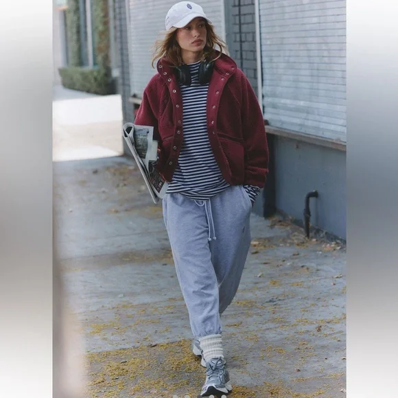 NWT FP Movement X Hatch Hit The Slopes Fleece Jacket, Deep Maroon - Picture 4 of 16